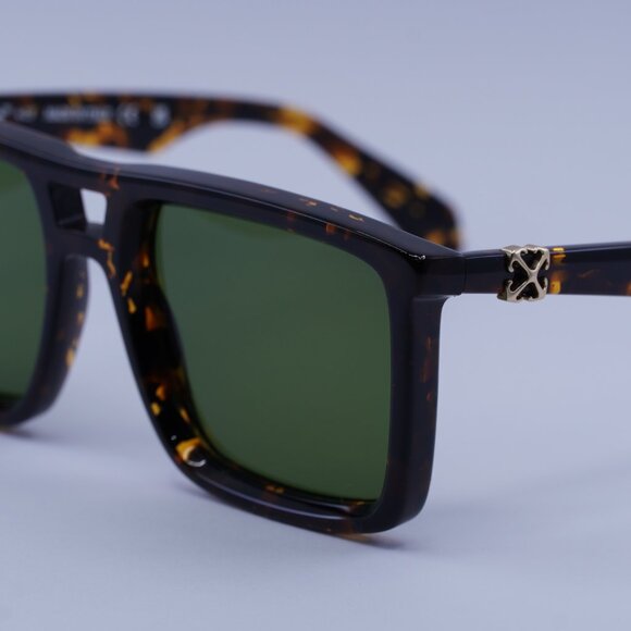 Off-White OERI13W STRATFORD 6055 Sunglasses Havana Square Frame, Green Lenses - Picture 2 of 9